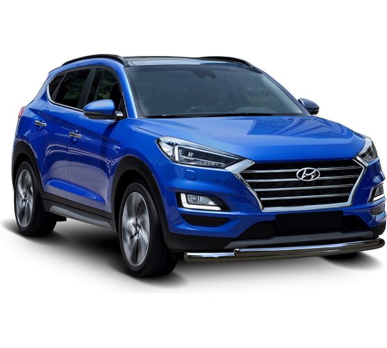 Защита переднего бампера Rival d57+d42 для Hyundai Tucson III рестайлинг 2018-н.в., нерж. сталь, R.2311.001