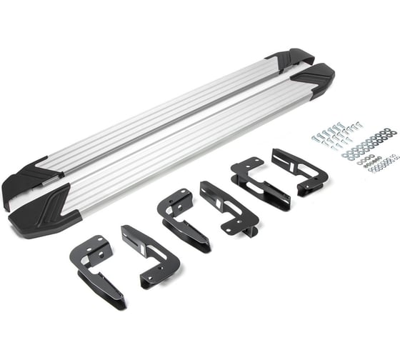 Пороги на автомобиль Rival Silver для Mitsubishi Pajero IV 2006-2014-2014-н.в., 173 см, 2 шт., алюминий F173AL.4002.1