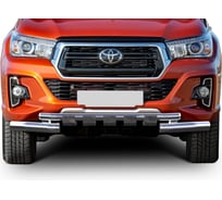 Защита переднего бампера Rival d76+d57 с профильной защитой картера для Toyota Hilux R.5722.002