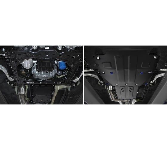 Защита картера, КПП и РК Rival для Genesis G70 4WD 2018-н.в./Kia Stinger 4WD 2017-н.в., сталь 1.8 мм, с крепежом, K111.2841.1
