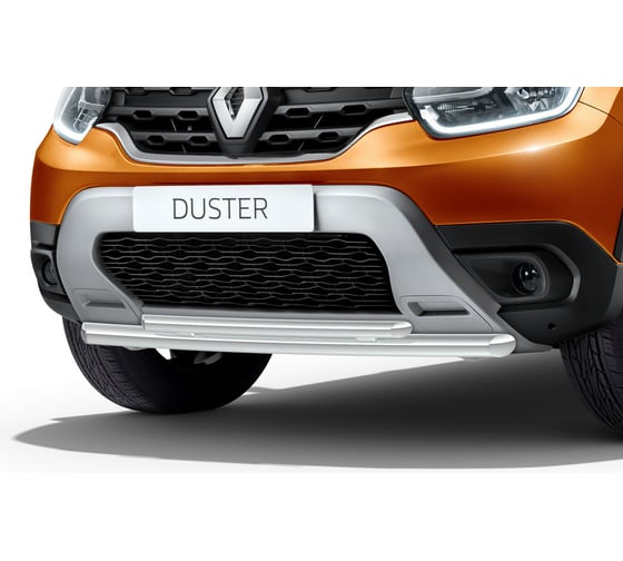 Защита переднего бампера Rival d57+d42 для Renault Duster II 2021-н.в., нерж. сталь, R.4706.001
