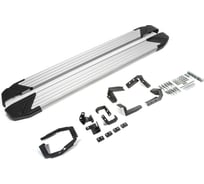 Пороги на автомобиль Rival Silver для Hyundai Santa Fe IV 2018-2021 г.в., 180 см, 2 шт., алюминий F180AL.2307.1