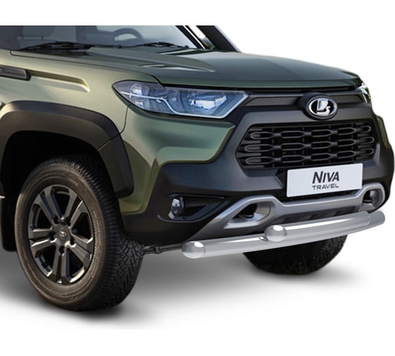 Защита переднего бампера Rival d57+d57 для Lada Niva Travel 2021-н.в., нерж. сталь, R.6008.002 1