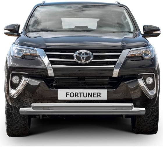 Защита переднего бампера Rival d76+d57 для Toyota Fortuner II 2017-2020, нерж. сталь, R.5720.001