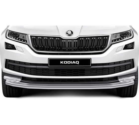 Защита переднего бампера Rival d57+d42 для Skoda Kodiaq 2017-н.в., нерж. сталь, R.5101.002