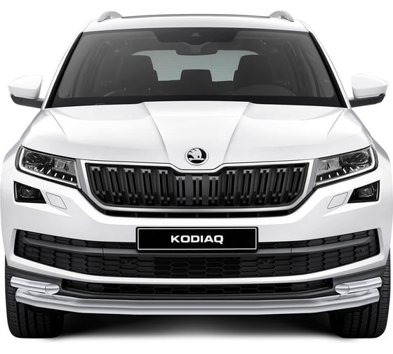 Защита переднего бампера Rival d57+d42 для Skoda Kodiaq 2017-н.в., нерж. сталь, R.5101.002