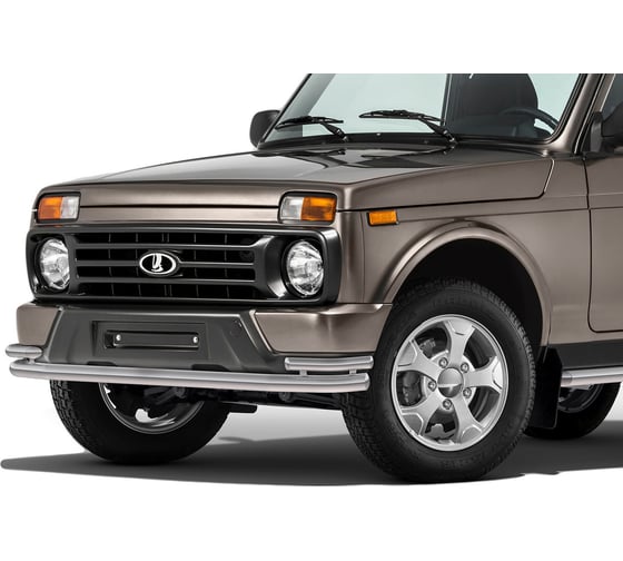 Защита переднего бампера Rival d57+d42 для ВАЗ 2121 4x4 3-дв. Urban 2014-2019 2019-н.в., R.6004.002