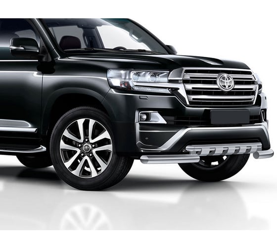 Защита переднего бампера Rival d76+d57 с профильной защитой картера для Toyota Land Cruiser 200 рестайлинг (Executive) R.5717.014 1