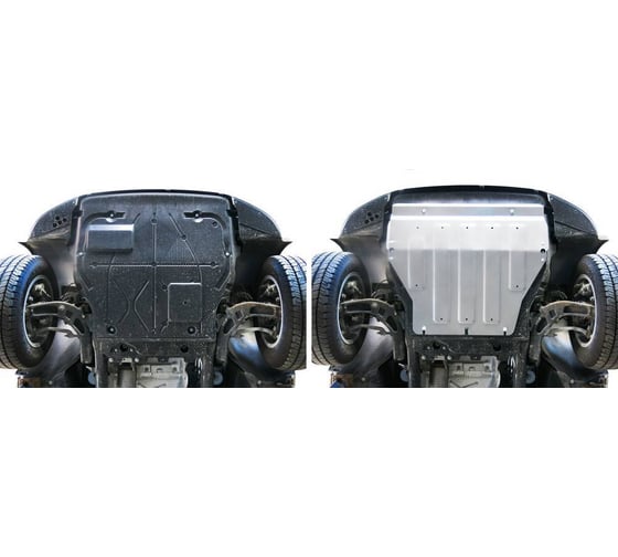 Защита картера и КПП Rival для Volkswagen Caravelle T5, T6/Multivan T5, T6/Transporter T5, T6, штампованная, алюминий 6 мм, с крепежом, 2333.5806.1.6