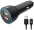 Автомобильное зарядное устройство BoraSCO 2USB, 2,4A + дата-кабель 8pin, 2А, 1м черное 50180 1