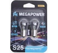 Автолампа Megapower P21W BA15s LONG LIFE блистер, 2шт 12V M-37033055
