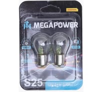 Автолампа Megapower P21W BA15s STANDART блистер, 2шт 12V M-37033056