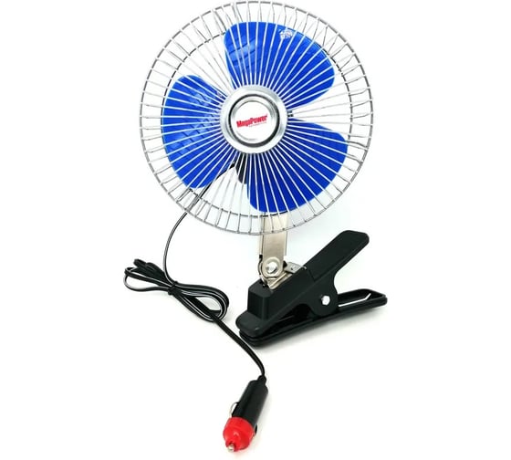 Вентилятор Megapower M-502C 16см 6 с решеткой металл на прищепке 12V M-502C-12