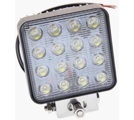 Фара рабочего света MEGAPOWER Flood квадратная, 117х117 мм, 48 Вт, 16 LED, 12-24V M-370-30-007
