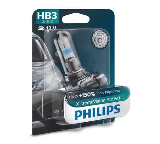Автолампа PHILIPS HB3 +150% X-tremeVision Pro150 блистер 12V 9005XVPB1