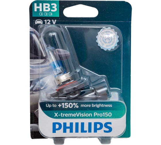 Автолампа PHILIPS HB3 +150% X-tremeVision Pro150 блистер 12V 9005XVPB1