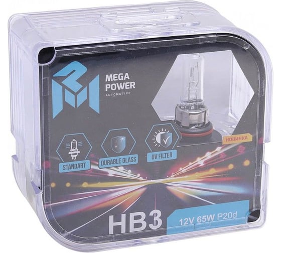 Автолампа MEGAPOWER HB3/9005 65 P20d STANDART бокс, 12 В, 2 шт. M-37033040