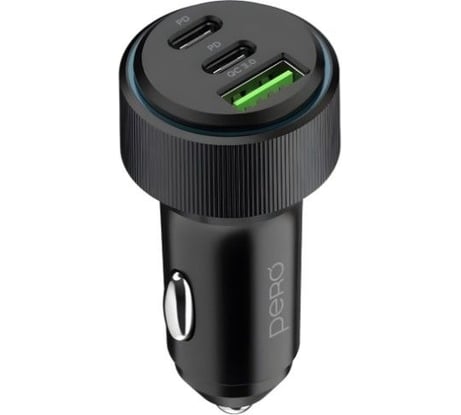 AЗУ PERO AC07 USB-A QC3.0 + USB-C PD + USB-C PD, 66W, черное AС07BL