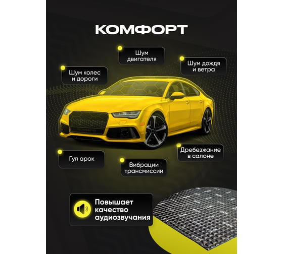 Виброизоляция для автомобиля SGM Base 2, 30 листов/Шумоизоляция для салона машины/Комплект звукоизоляции SGM.BS2.04X025.30
