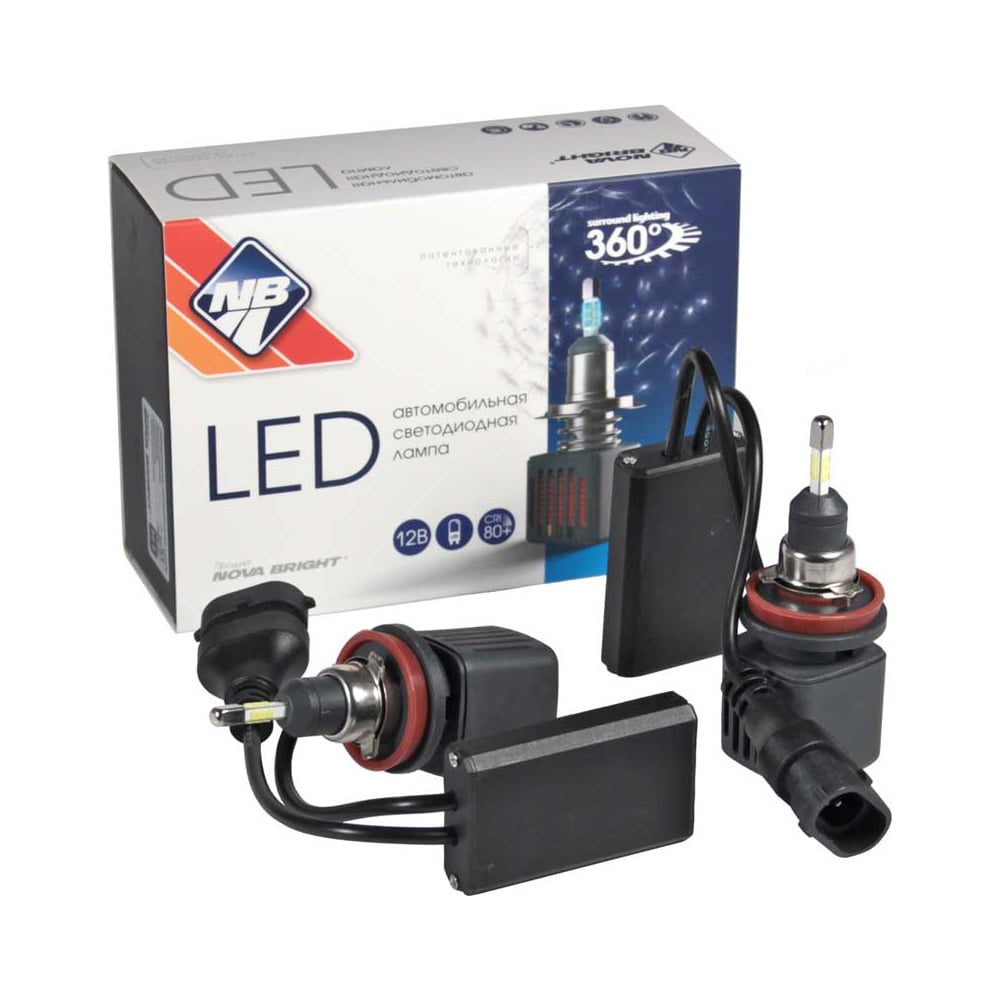 Комплект светодиодных ламп Nova Bright H11/H8/H9, 6000 K, LED, SAMSUNG