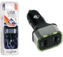Зарядное устройство Nova Bright 2 USB-порта, 2100 мА, цифровой вольтметр, амперметр, 12/24 В 37849