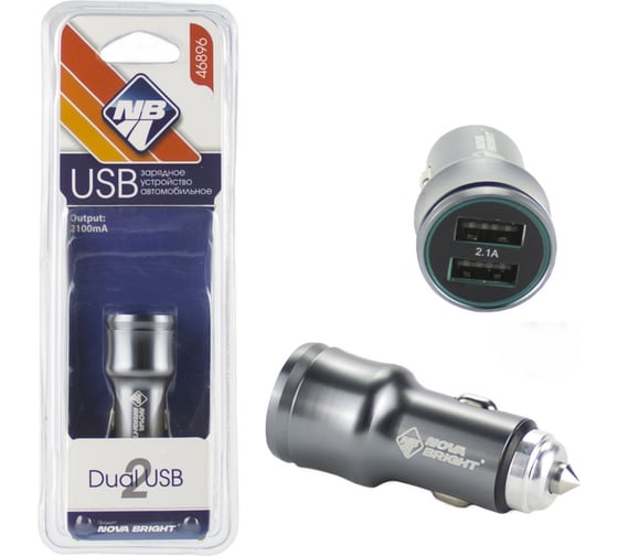 Зарядное устройство Nova Bright 2 USB-порта, 2100 мА, 12/24 В 46896
