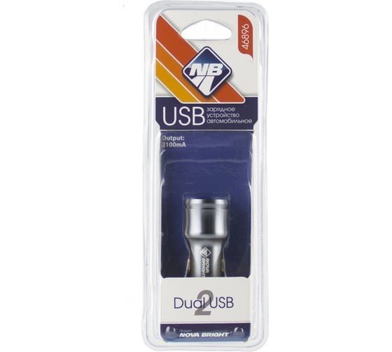 Зарядное устройство Nova Bright 2 USB-порта, 2100 мА, 12/24 В 46896