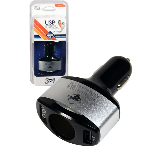 Зарядное устройство-разветвитель Nova Bright 1 гнездо, USB-порт, 12/24 В 39727