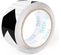 Светоотражающая лента Vell бело-черная RT, стрелка, 50 мм х 10 м 1376502