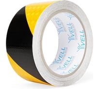 Светоотражающая лента Vell желто-черная RT, диагональная, 50 мм х 10 м 1376506