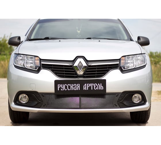 Защитная сетка решетки переднего бампера Русская Артель для Renault Logan 2014- SRR-134902