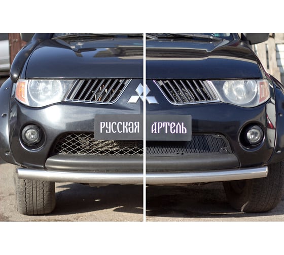Защитная сетка переднего бампера Русская Артель для Mitsubishi L200 2007-2010 SBML-048502