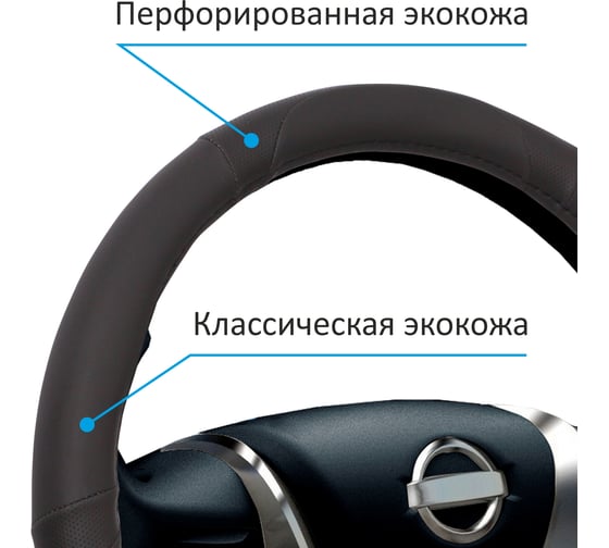 Оплетка на руль VOIN COMBO экокожа, M (d=38см) черный OPLV0601