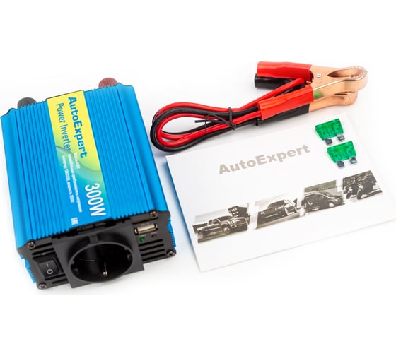 Автомобильный преобразователь напряжения (инвертор) AutoExpert  A300, 12V/220V, 300W, евро-розетка, USB выход 5V/1A