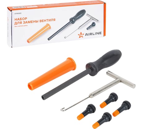 Инструмент для замены вентиля без снятия шины Airline шило, экстрактор, направ.трубка, вентиль ATRK822