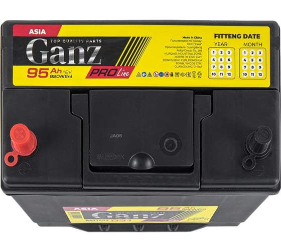 Аккумулятор GANZ PRO-Line JIS 95 А/ч прямой L+ 304x173x220 D31 EN 820 А G1190951