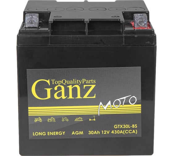 Аккумулятор мото GANZ AGM 30 А/ч, обратная, 168x126x175 мм, CCA430 А GTX30L-BS GN1230
