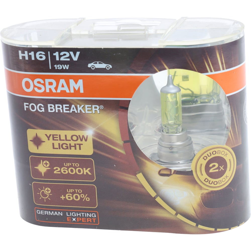 Лампа галоген.Н-16 12V 19W Osram (+60% FOG YELLOW) "Classic" 2 шт.