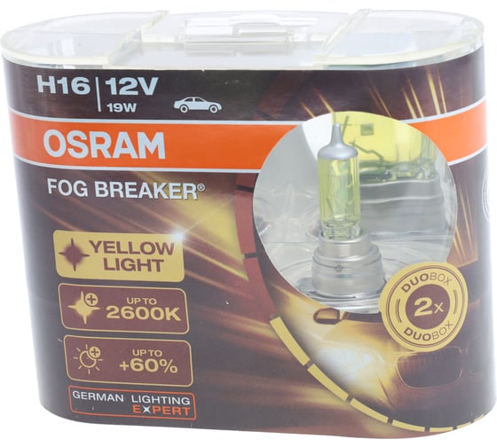Автолампа Osram H16 19 PGJ19-3 FOG BREAKER 2600К евробокс,2шт 12V 62219FBR-HCB