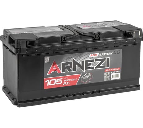 Аккумулятор Arnezi AGM Start-stop 105 А/ч обратный R+ 390x175x190 L6 EN 950 А E4111050