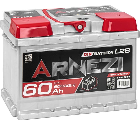 Аккумулятор Arnezi DIN SMF 60 А/ч обратный R+ 242x175x175 L2B EN 600 А E1030600 1