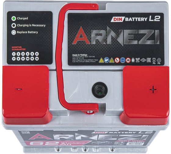 Аккумулятор Arnezi DIN SMF 62 А/ч обратный R+ 242x175x190 L2 EN 610 А E1040620