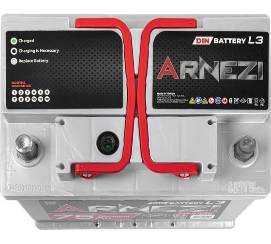 Аккумулятор Arnezi DIN SMF 75 А/ч прямой L+ 278x175x190 L3 EN 720 А E1060751