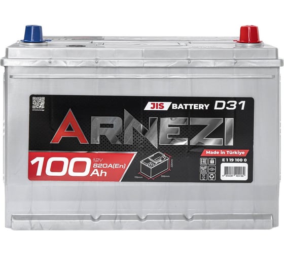 Аккумулятор Arnezi JIS SMF 100 А/ч обратный R+ 306x176x225 D31 EN 820 А E1191000
