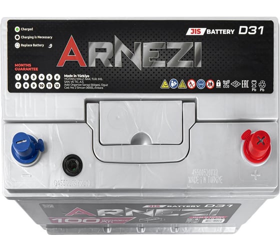 Аккумулятор Arnezi JIS SMF 100 А/ч обратный R+ 306x176x225 D31 EN 820 А E1191000