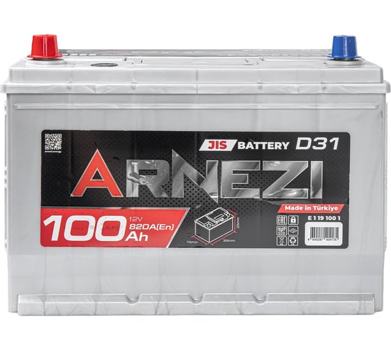 Аккумулятор Arnezi JIS SMF 100 А/ч прямой L+ 306x176x225 D31 EN 820 А E1191001