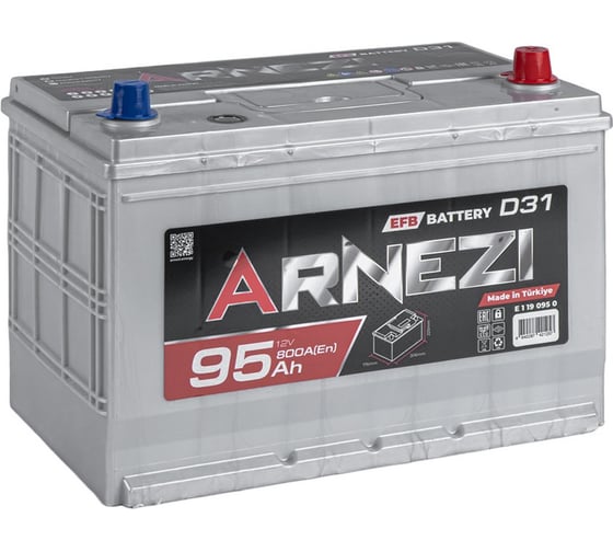 Аккумулятор Arnezi JIS SMF 95 А/ч обратный R+ 306x176x225 D31 EN 800 А E1190950