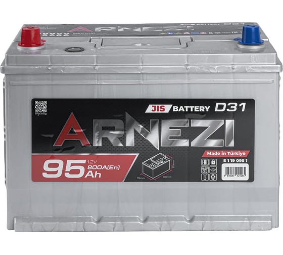 Аккумулятор Arnezi JIS SMF 95 А/ч прямой L+ 306x176x225 N70 EN 800 А E1190951