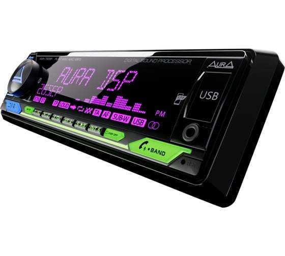 USB-ресивер AURA 4х51w, USB(1.2A)/FM/AUX/BT, 3RCA, DSP 2/3way, iD3-TAG, RGB AMH-79DSP