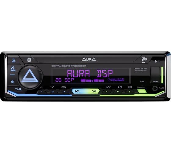 USB-ресивер AURA 4х51w, USB(1.2A)/FM/AUX/BT, 3RCA, DSP 2/3way, iD3-TAG, RGB AMH-78DSP